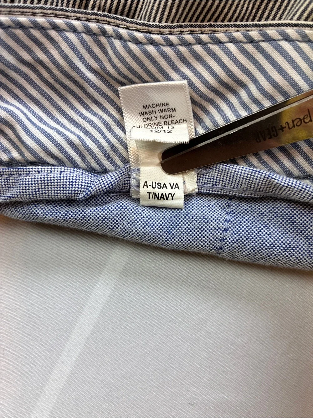 Banana Republic Bermuda Flat-Front Shorts Dark Navy/White stripes